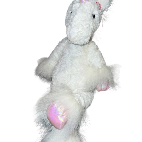 Purely Luxe Aurora Soft Fur White & Pink Unicorn 18” Stuffed Animal Plush Lovey - Picture 3 of 4